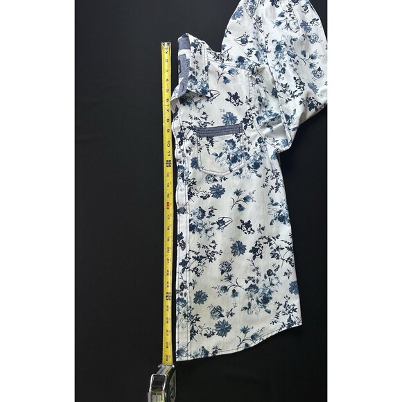 Eighth Avenue Mens White Small Blue Floral Long Sleeve Button Down - Picture 3 of 13